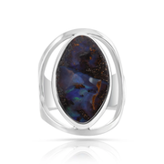 Sterlingsilber Ring mit wunderschönem Aquamarin Oval Cabochon Stein Top Qualität R-4584