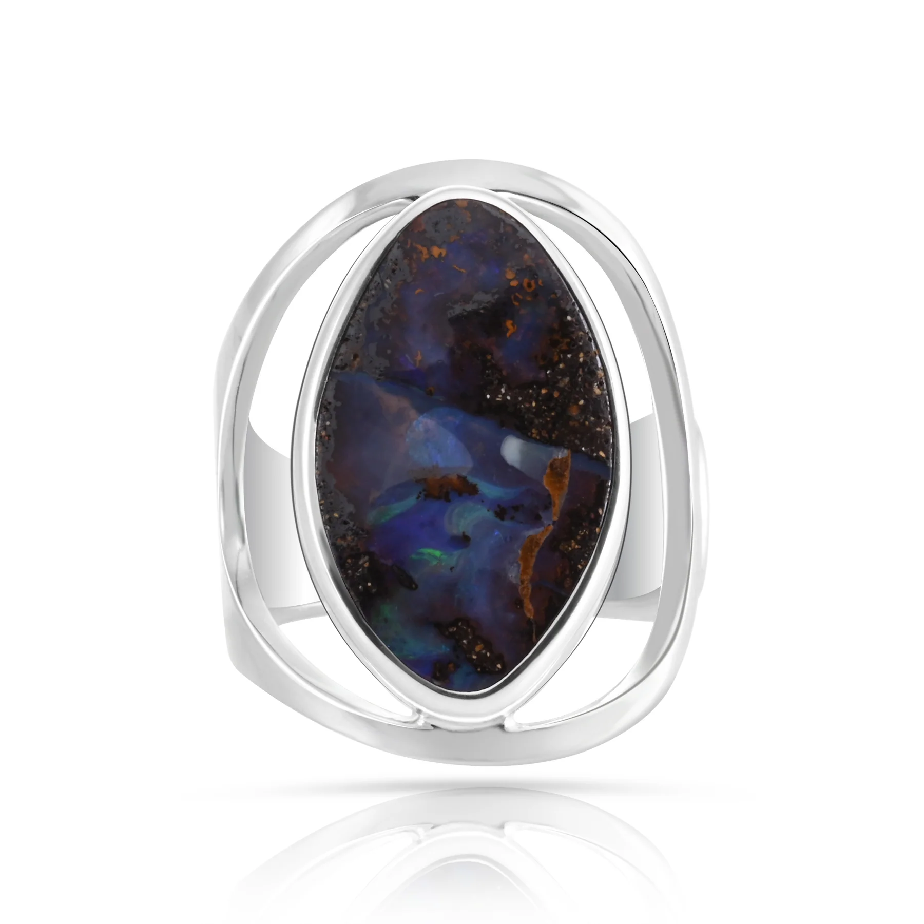 Sterlingsilber Ring mit wunderschönem Aquamarin Oval Cabochon Stein Top Qualität R-4584-50