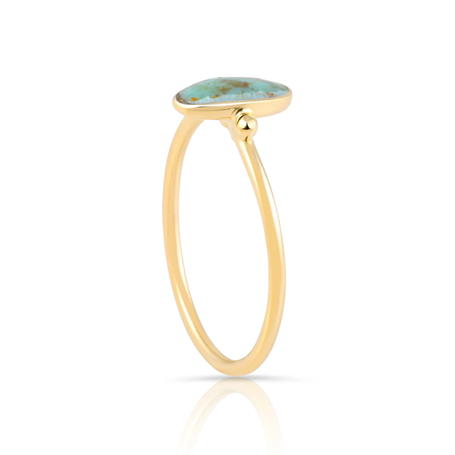 Kleiner Ring aus Sterlingsilber mit ovalem vertikalem Türkis-Cabochon RI-10112GP-49