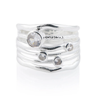 Ring aus Sterlingsilber, mit weißen 3mm und 6mm Zirkonia auf mehreren Ringen RI-10122A