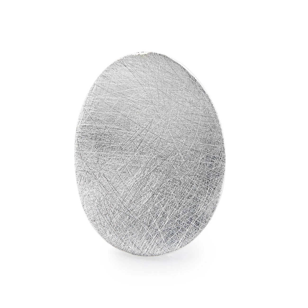 Ring aus gebürstetem Sterlingsilber in ovaler, konkaver Form RI-10114A