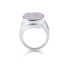 Ring aus Sterlingsilber mit einem rohen oval Rosenquarz (1,4x1,8mm) R-4330