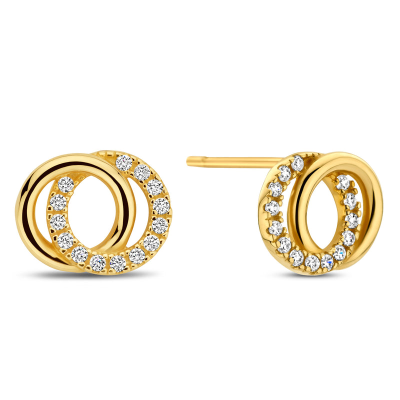 Ohrstecker Doppelreif mit 28 Zirkonia Gold 585 57745