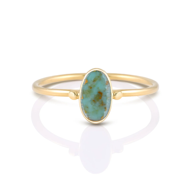 Kleiner Ring aus Sterlingsilber mit ovalem vertikalem Türkis-Cabochon RI-10112GP