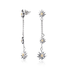 Sterlingsilber Ohrstecker Hängende Bicolor Edelweiss mit Satin Kette EG-7022