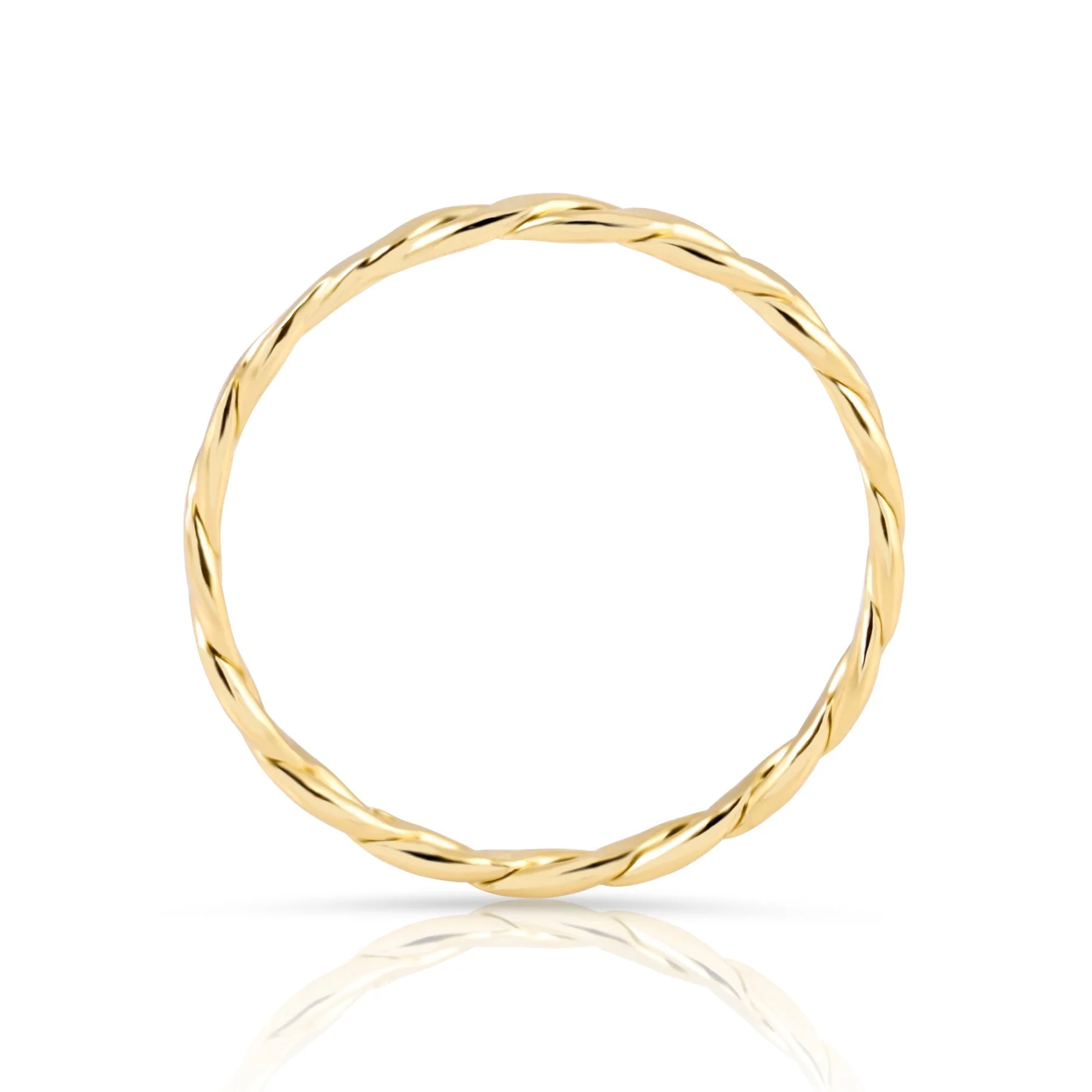 Ring aus Sterlingsilber Gelbgold plattiert mit flachem Geflecht RI-10072GP-48