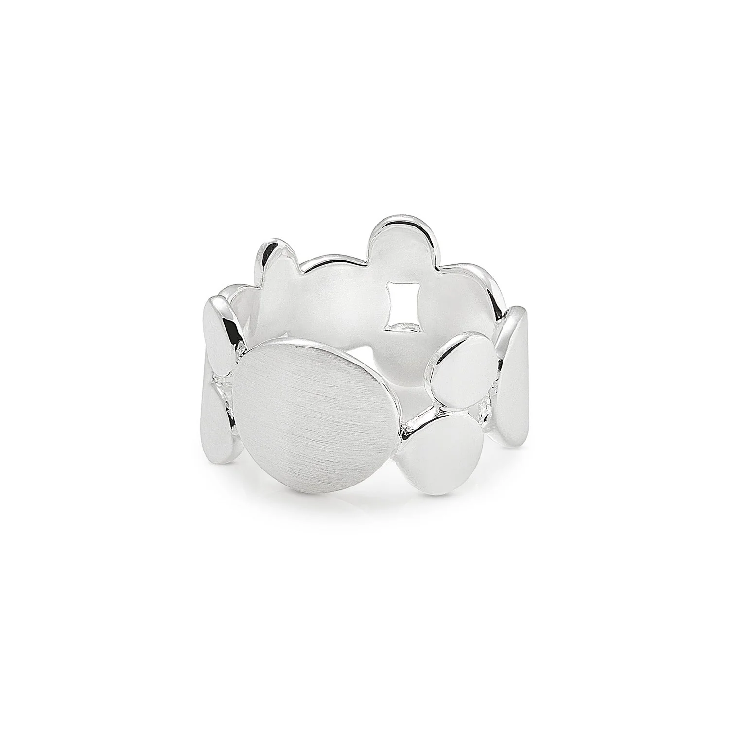 Ring aus Sterlingsilber im modernen Stil mit einer Vielzahl von runden Formen 20-1018