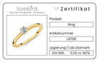 Lovebird Damenring mit Lab Grown Brillant 0,20 ct. Gelbgold 585 LB708