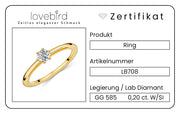 Lovebird Damenring mit Lab Grown Brillant 0,20 ct. Gelbgold 585 LB708