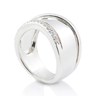 Breiter Ring aus Sterlingsilber, verziert mit einer Linie aus weißen 2mm Zirkonia 20-1031