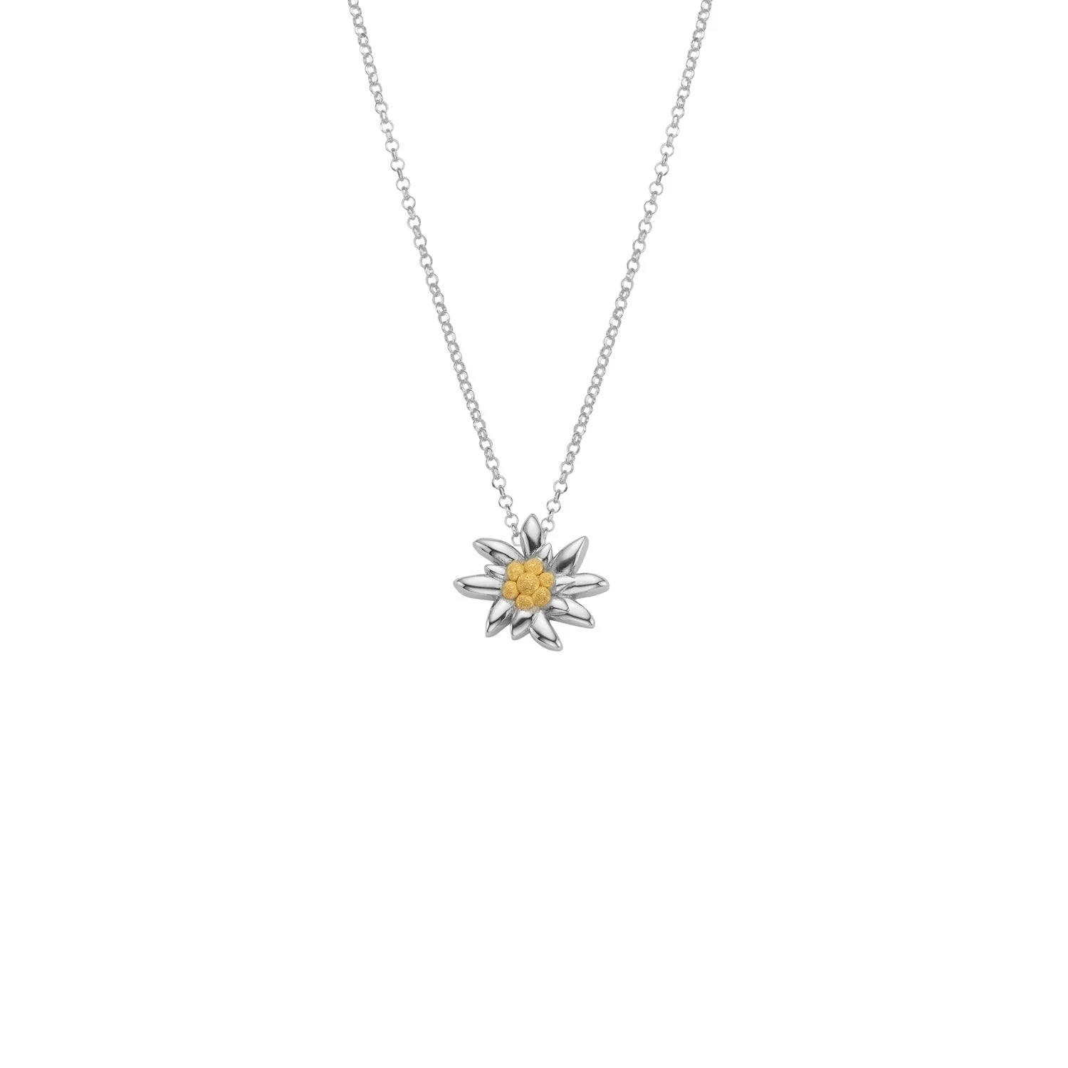 Sterlingsilber Bicolor Halskette mit Edelweiss Motiv NG-8023