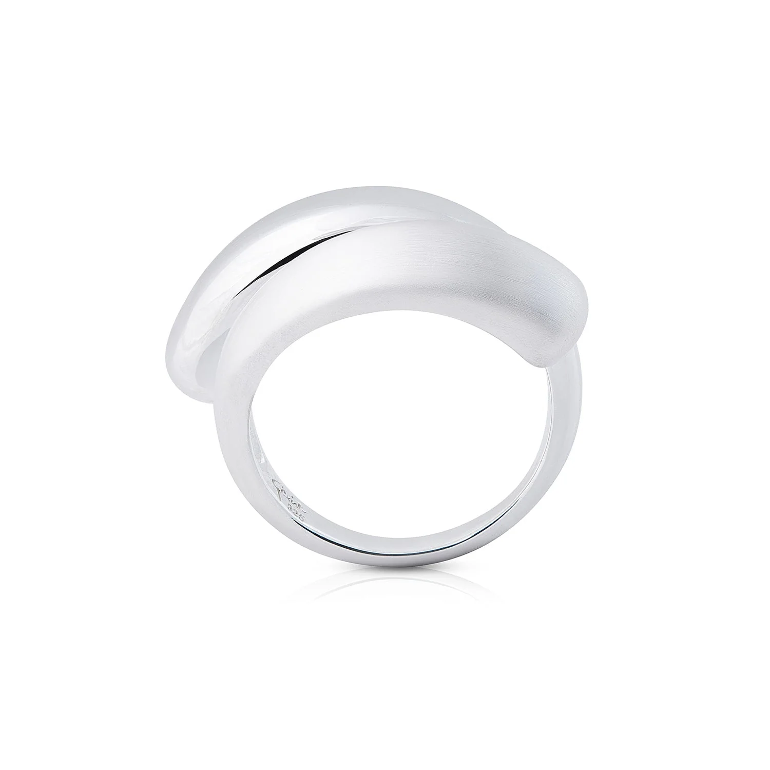 Wunderschöner Ring aus Sterlingsilber, der aus einer matten und glänzenden Doppelwelle besteht 20-1015
