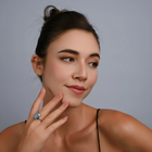 Sterlingsilber Ring mit wunderschönem Aquamarin Oval Cabochon Stein Top Qualität R-4436