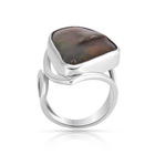 Verstellbarer Ring aus Sterlingsilber mit Ammolit in freier Form R-4585