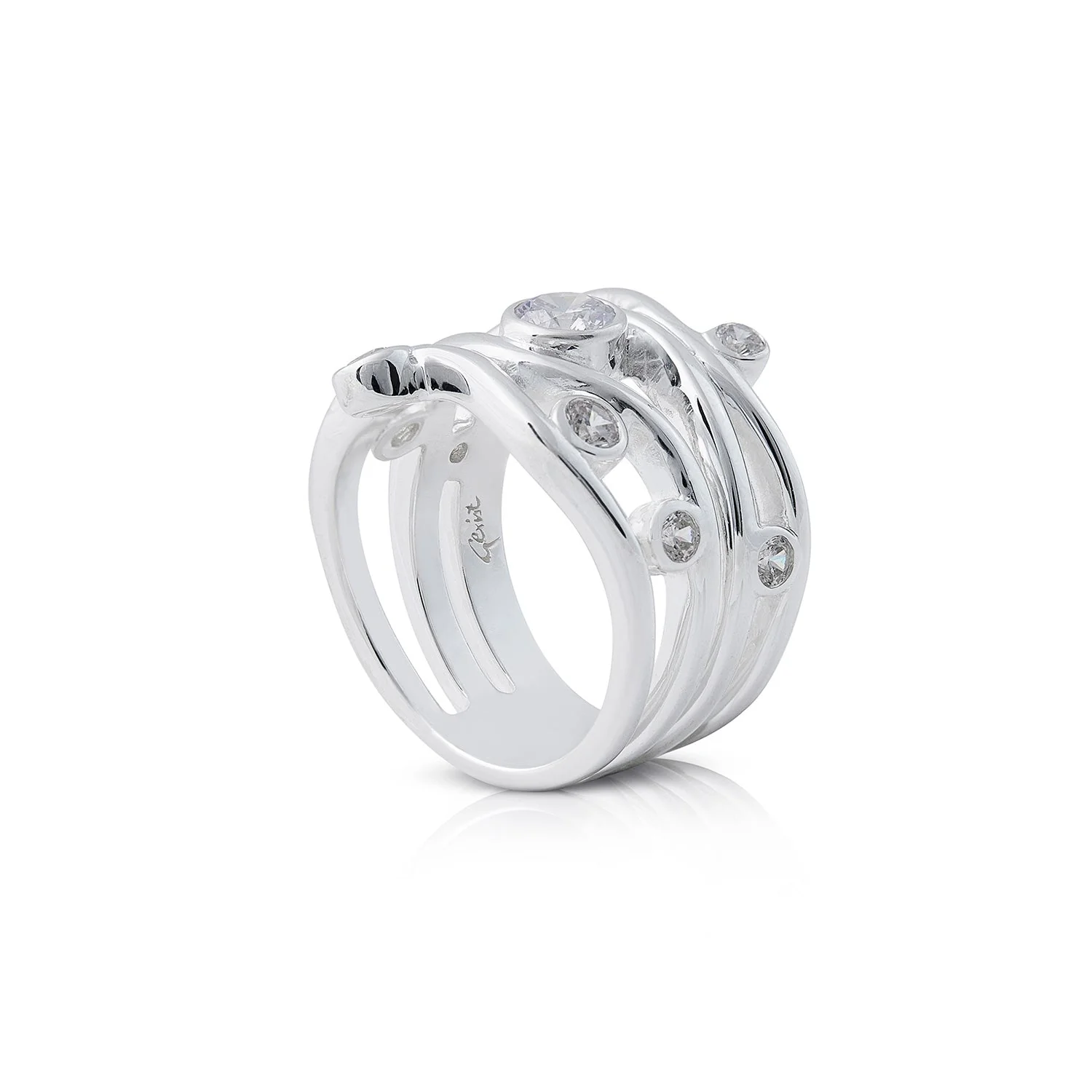 Elegant gestalteter Ring aus Sterlingsilber mit 9 Zirkonia 20-1017