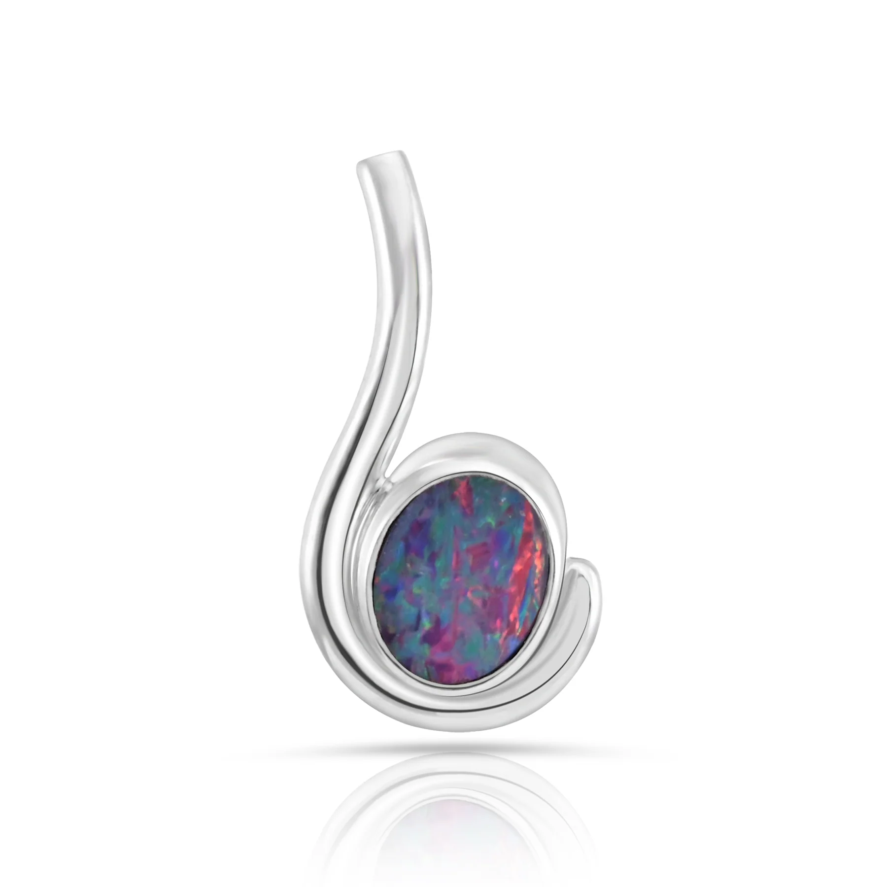 Ohrstecker aus Sterlingsilber mit ovalem Opal in Qualität AA E-4616