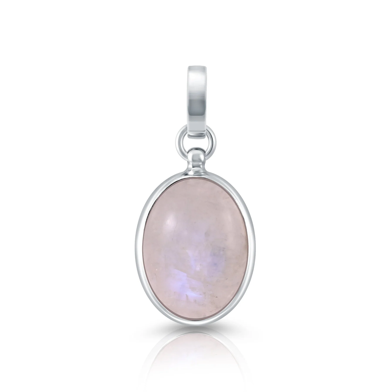 Anhänger aus Sterlingsilber mit einem weißen Labradorit (Regenbogenmondstein) P-3984