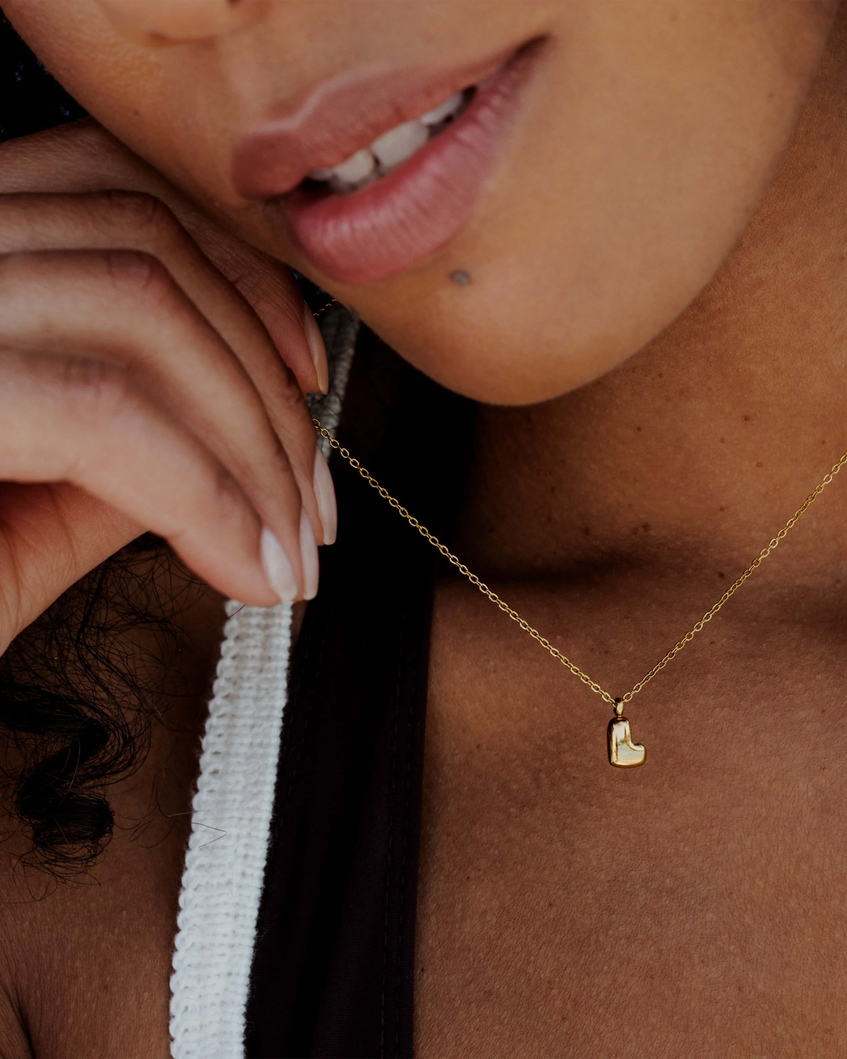 LUAMAYA Bubble Letter Necklace Gold ABC