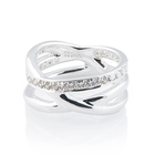 Ring aus Sterlingsilber, bestehend aus drei ineinander verschlungenen Ringen mit weißen Zirkonia von 2mm 20-1032