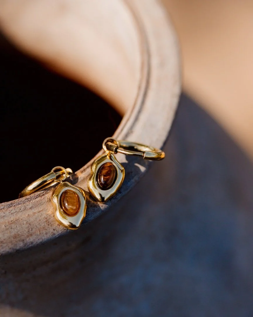 LUAMAYA Tiger's Eye Hoop Set Small