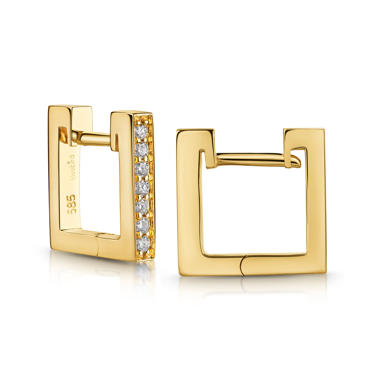 Lovebird Klappcreolen mit Brillant 0,13 ct. Gelbgold 585 LB339