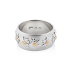 Ring aus Sterlingsilber mit Bicolor Edelweißen auf Halbmondprofil und Satin-Finish RG-8002