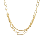 Halskette aus Sterlingsilber mit Gelbgoldbeschichtung bestehend aus ineinander verschlungenen ovalen Gliedern unterschiedlicher Größe und einer Gourmetgliederkette NG-1514