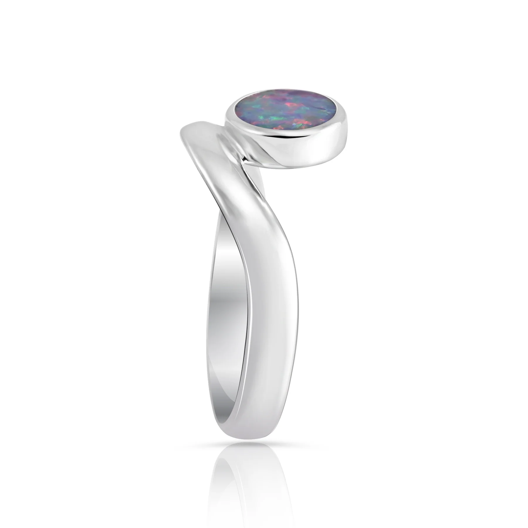 Ring aus Sterlingsilber mit ovalem Opal in Qualität AA (6 x 8 mm) R-4593-58