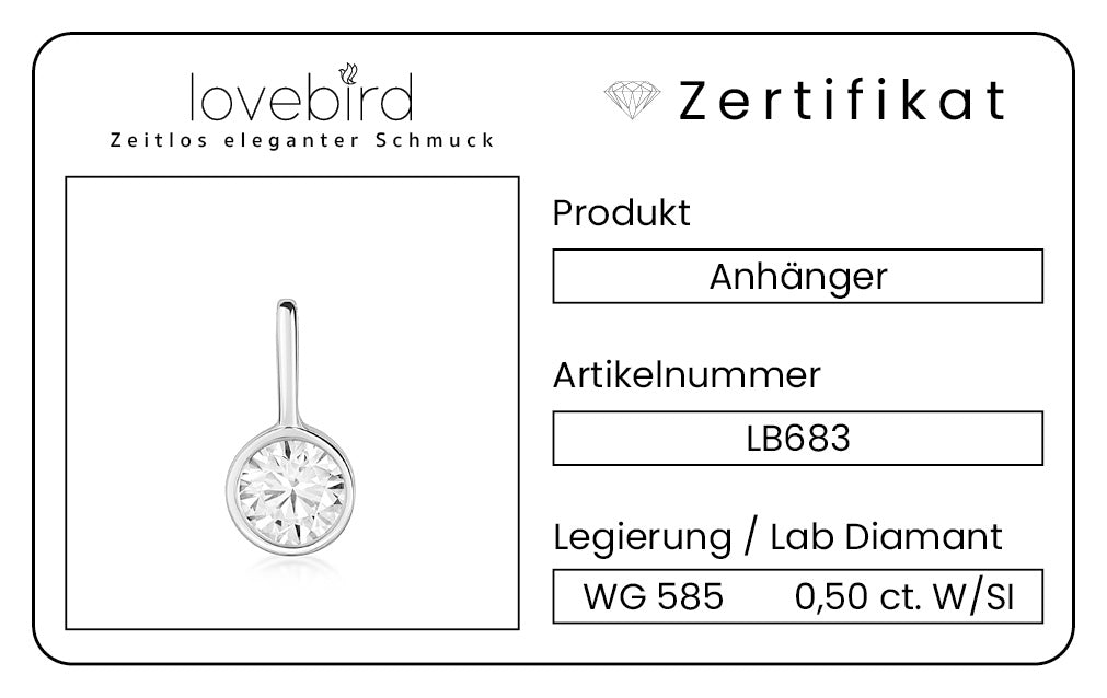 Lovebird Anhänger mit Lab Grown Brillant 0,50 ct. Weißgold 585 B683