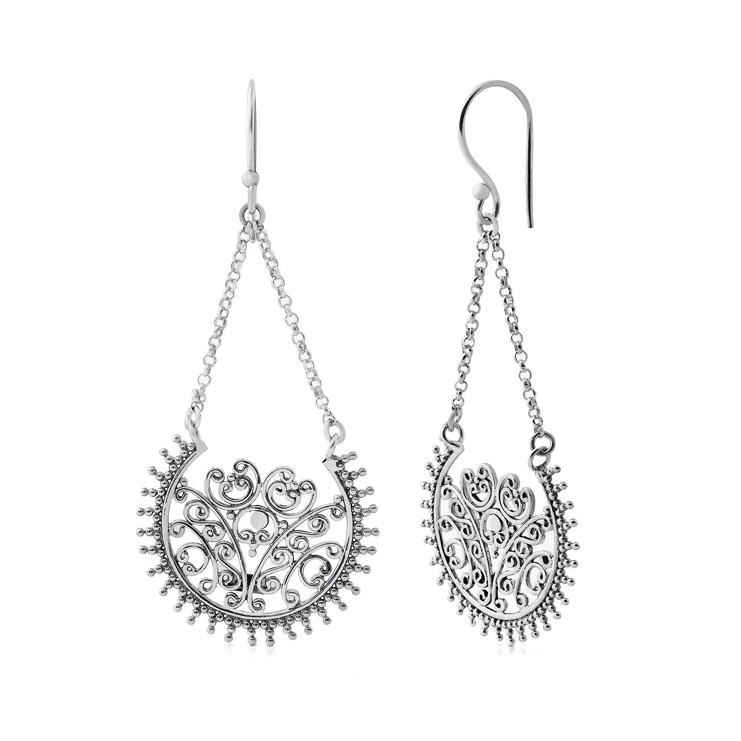 Hängende Ohrringe aus Sterlingsilber im orientalischen Stil mit einem Hauch von Oxidation E-2496