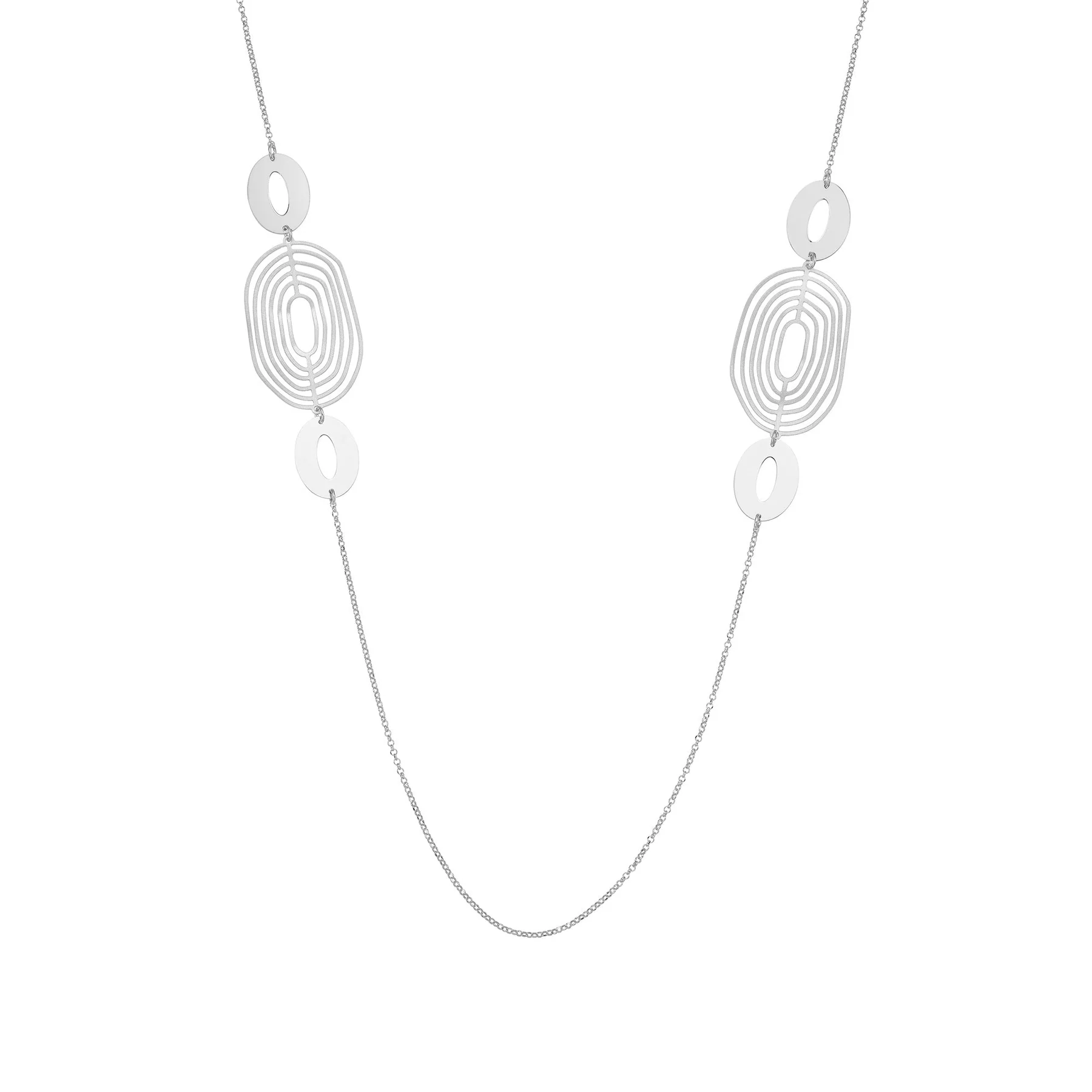 Einzigartige und trendige Lange Halskette aus platiniertem Sterlingsilber N-1450