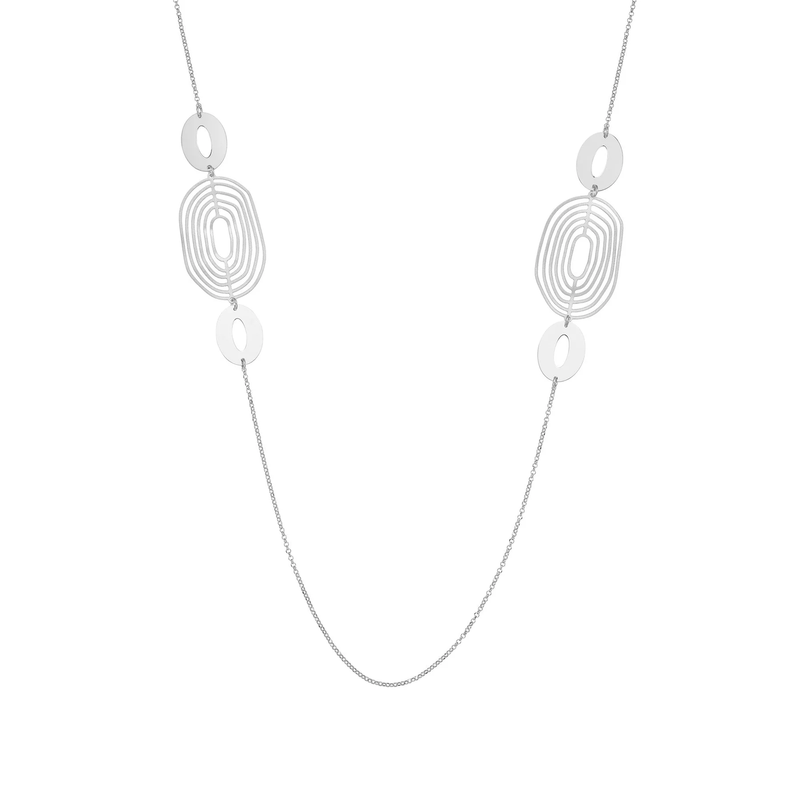 Einzigartige und trendige Lange Halskette aus platiniertem Sterlingsilber N-1450
