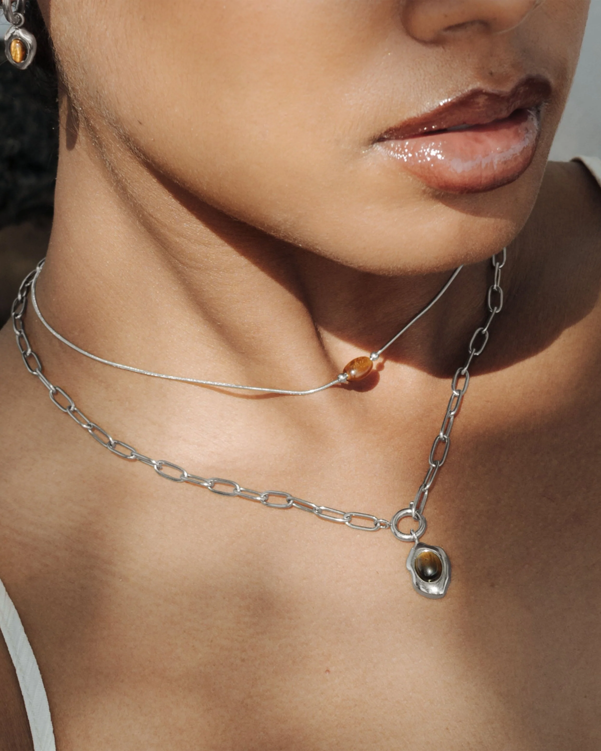 LUAMAYA Tiger's Eye Oval Links Necklace
