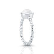 Sterlingsilber Ring mit Regenbogen Mondstein Cabochon rund RI-10118A
