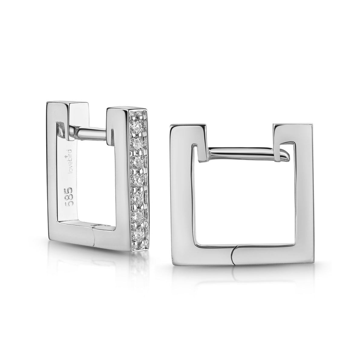Lovebird Klappcreolen mit Brillant 0,13 ct. Weißgold 585 LB340