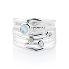 Ring aus Sterlingsilber mit 3mm und 6mm großen blauen Topasen auf mehreren Ringen RI-10121A
