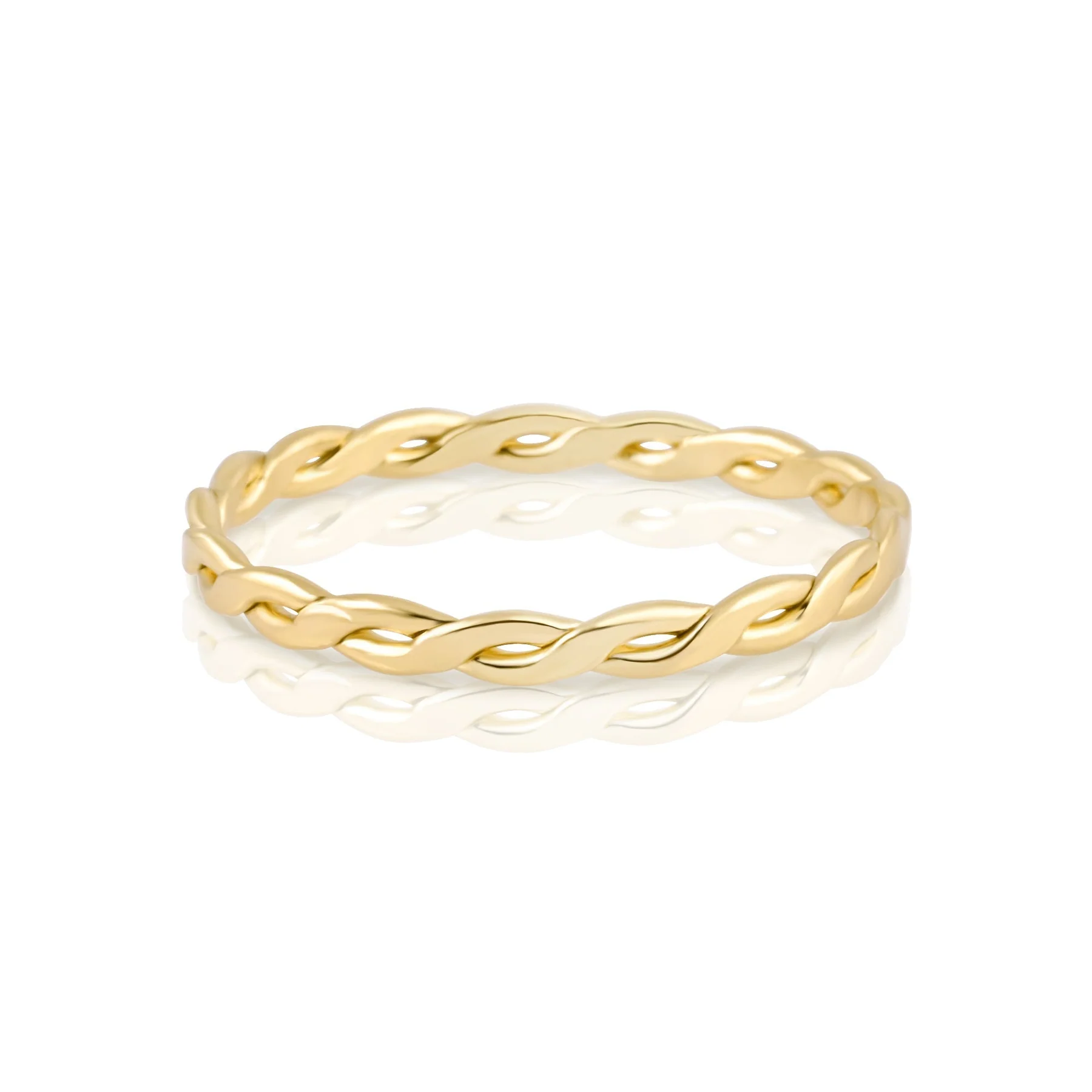 Ring aus Sterlingsilber Gelbgold plattiert mit flachem Geflecht RI-10072GP-48