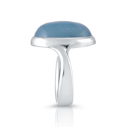 Sterlingsilber Ring mit wunderschönem Aquamarin Oval Cabochon Stein Top Qualität R-4436