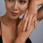 Sterlingsilber Ring mit Regenbogen Mondstein Cabochon rund RI-10118A