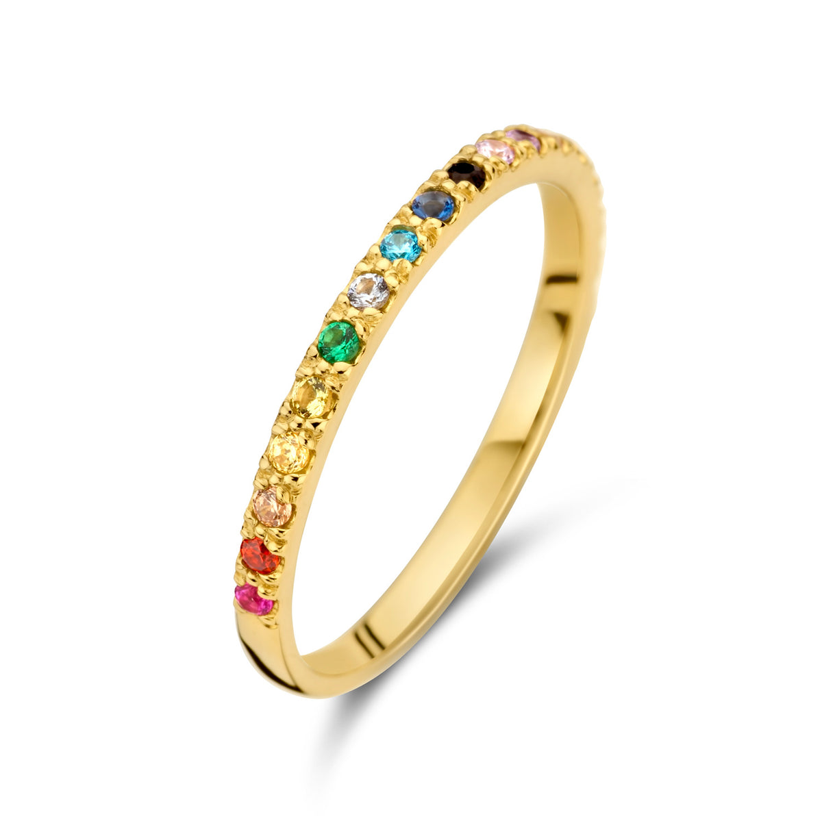 Damenring mit 24 bunten Zirkonia Gold 585 57662