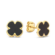 Ohrstecker Kleeblatt Lack schwarz Gold 585 57875