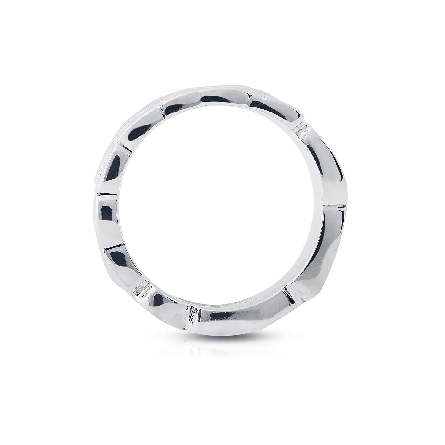 Ring aus Sterlingsilber, der aus einer Vielzahl von Formen mit mattem und glänzendem Finish zusammengesetzt ist 20-1016