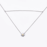 Sterlingsilber Halskette und Anhänger Edelweiss glänzend Bicolor NG-8028