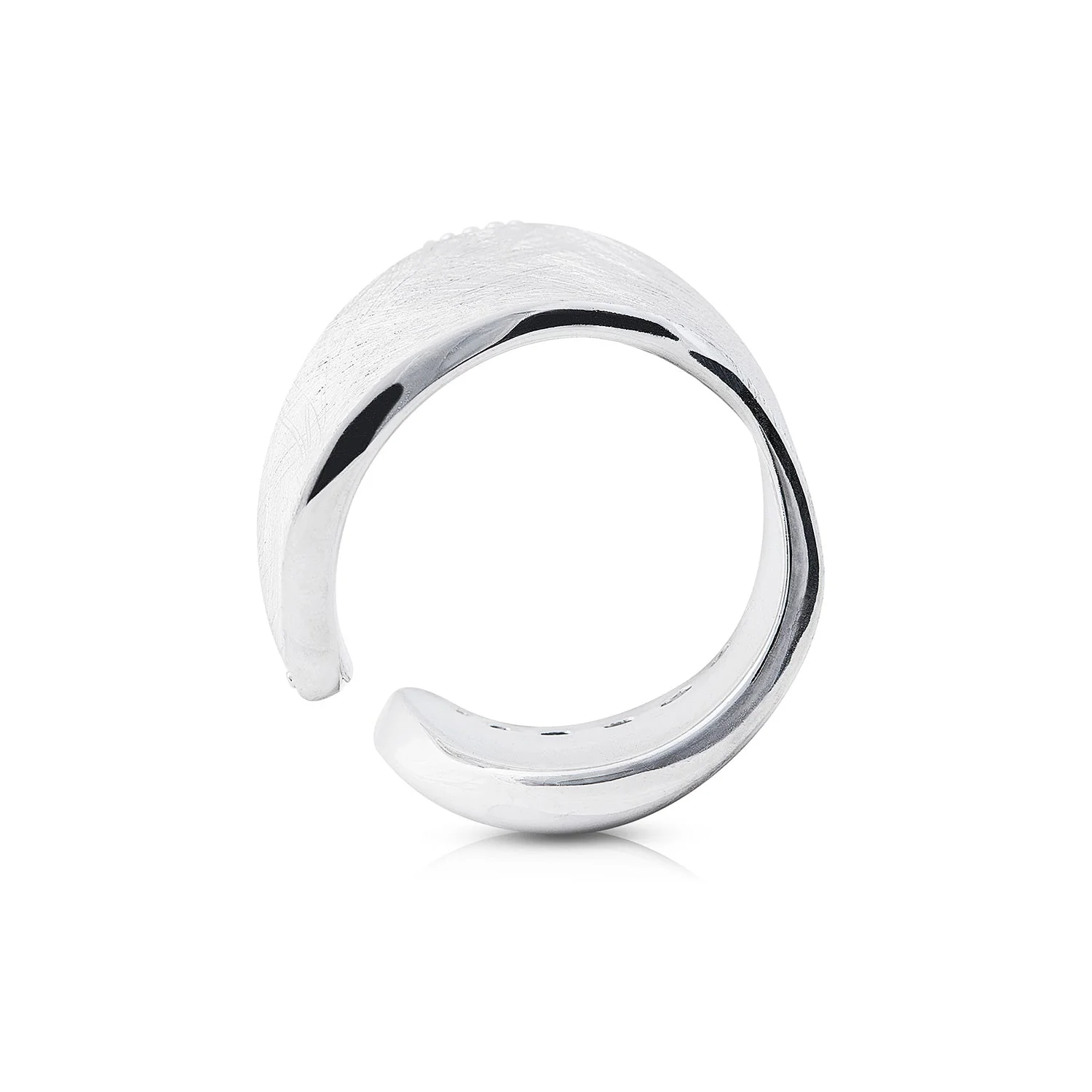 Wellenförmiger Ring aus Sterlingsilber mit gebürsteter Oberfläche, der aus einem Zirkonia-Farbverlauf besteht 20-1012