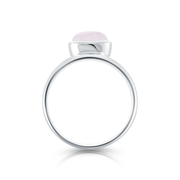 Sterling Silber Ring mit Regenbogen Mondstein ovaler Cabochon RI-10116A