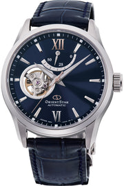 Orient Star Semi Skeleton Blaues Leder Note RE-AT0006L00B