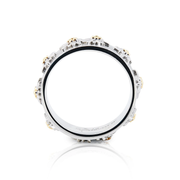 Ring aus Sterlingsilber mit Bicolor Edelweißen auf flachem Profil, Satin-Finish RG-8000