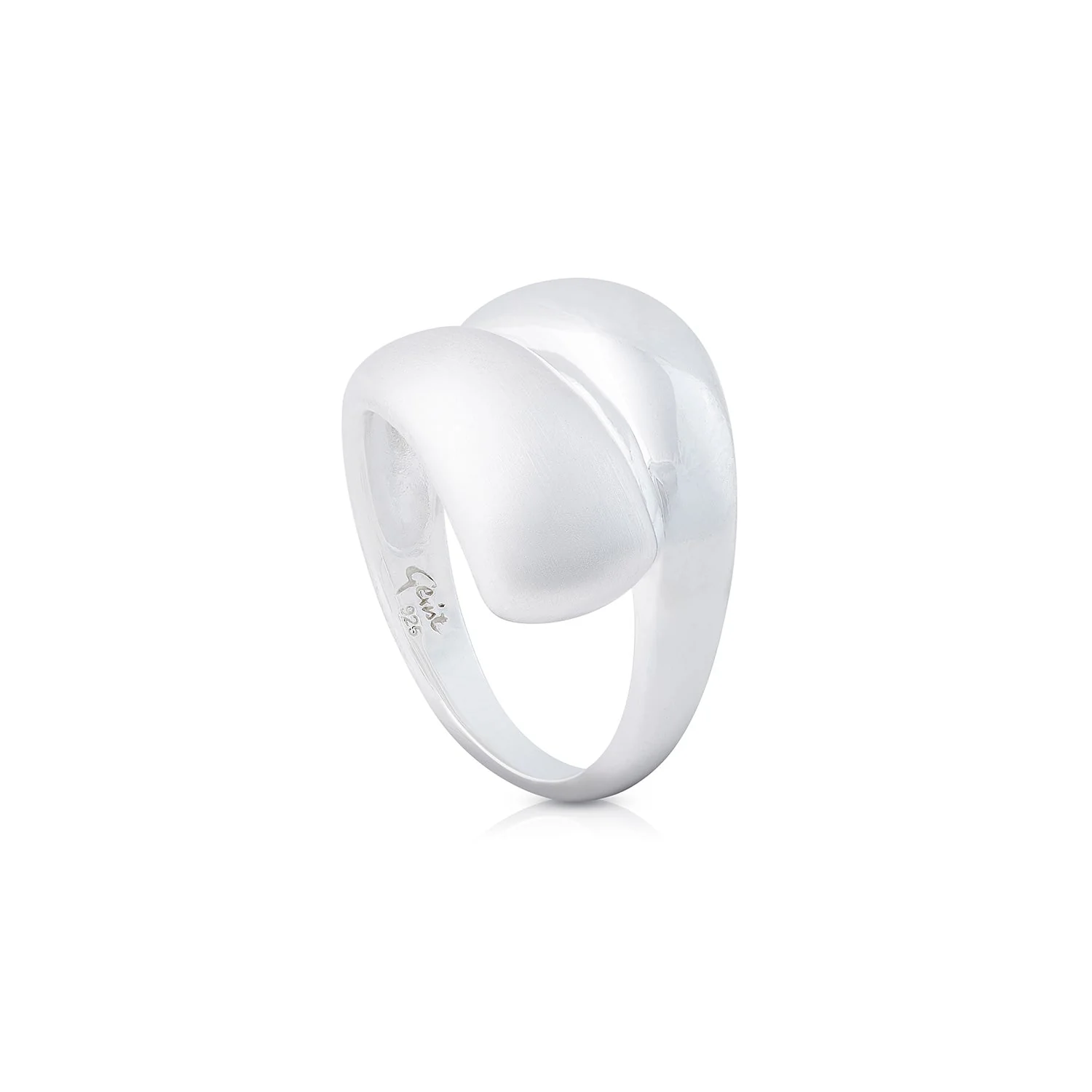 Wunderschöner Ring aus Sterlingsilber, der aus einer matten und glänzenden Doppelwelle besteht 20-1015