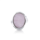 Ring aus Sterlingsilber mit einem rohen oval Rosenquarz (1,4x1,8mm) R-4330