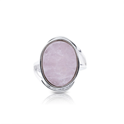 Ring aus Sterlingsilber mit einem rohen oval Rosenquarz (1,4x1,8mm) R-4330